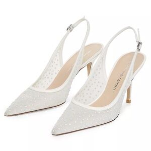 Stuart Weitzman Emilia Mesh Crystal-Embellished Slingback Pumps